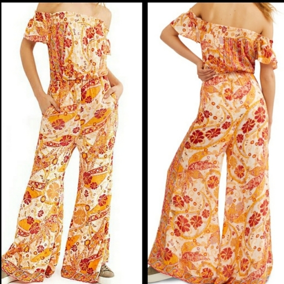 **HP** FREE PEOPLE Off The Shoulder Jumpsuit - Picture 2 of 10